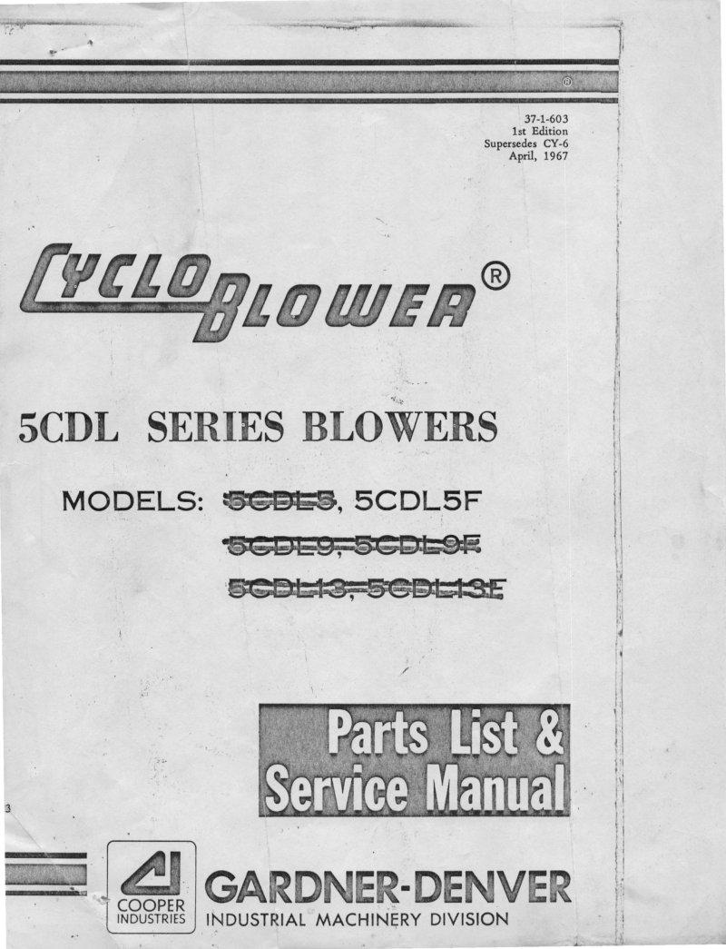 5CDL Series Blowers Parts List