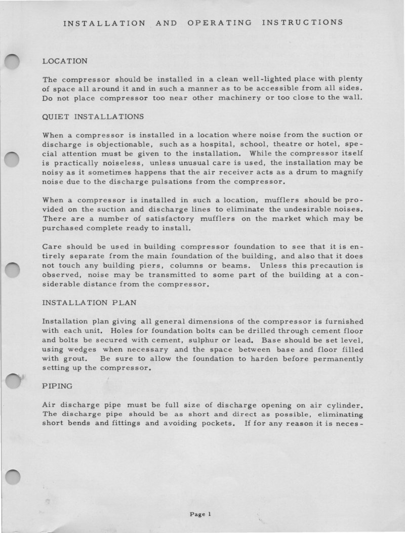 Compressors and Vacuum Pumps Installation Manual