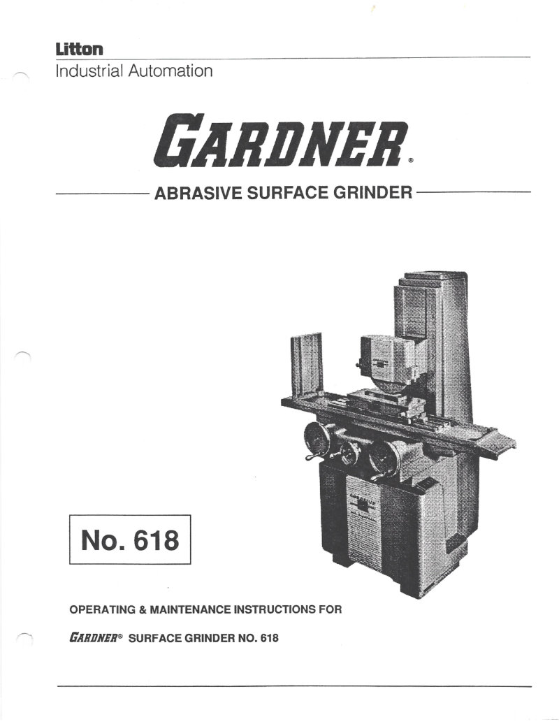 Gardner No. 618 Surface Grinder Service Manual