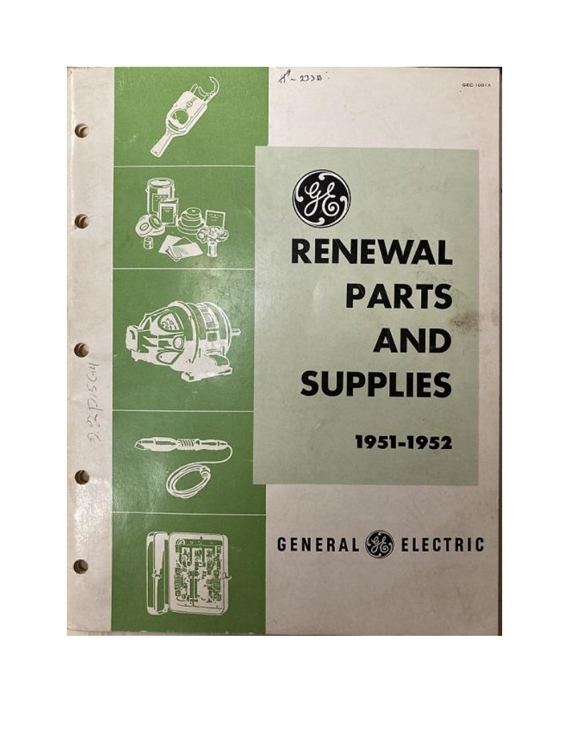GE Renewal Parts and Supplies Parts List 1951-1952