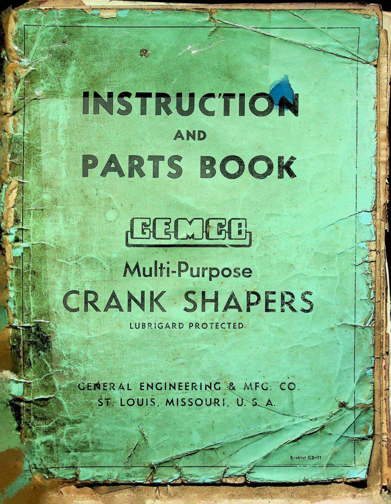 GEMCO Model C Shapers Instruction and Parts Manual