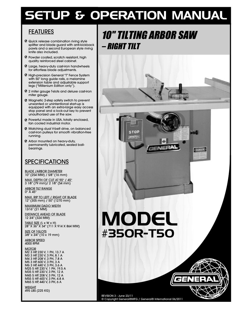 General 350R-T50 Setup & Operation Manual