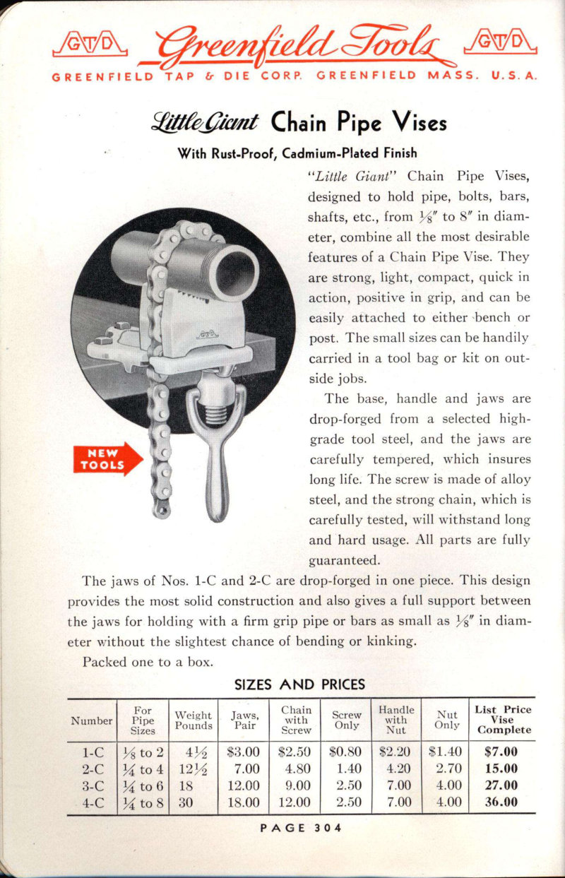 GTD Pipe Vises Parts List and Catalog