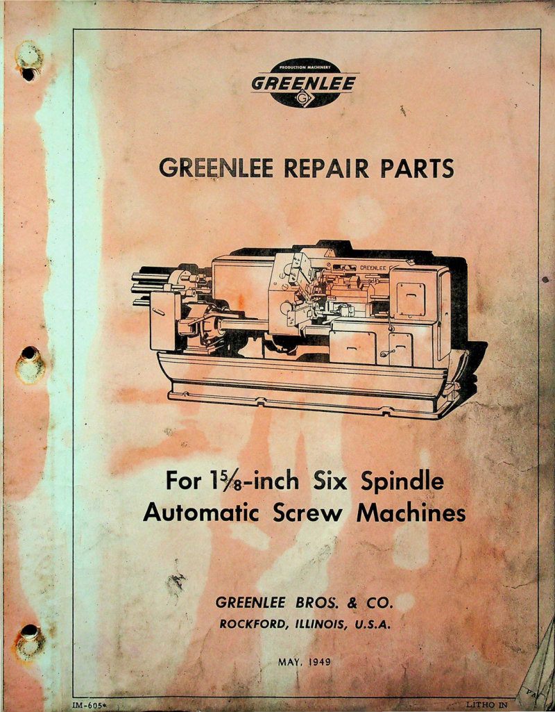 1 5/8" Six Spindle Screw Machine Parts List