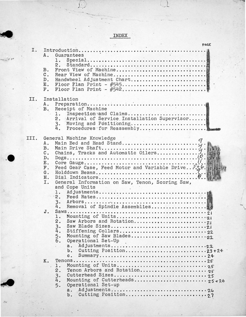 Greenlee 545 Double End Tenoner Service Manual