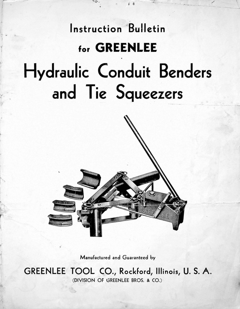 Greenlee Hydraulic Conduit Benders Owner's Manual