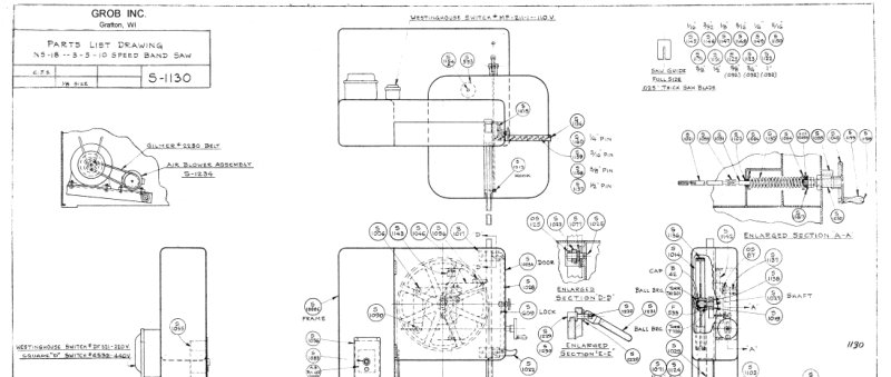 NS-18 3-5-10 Speed Band Saw Parts List
