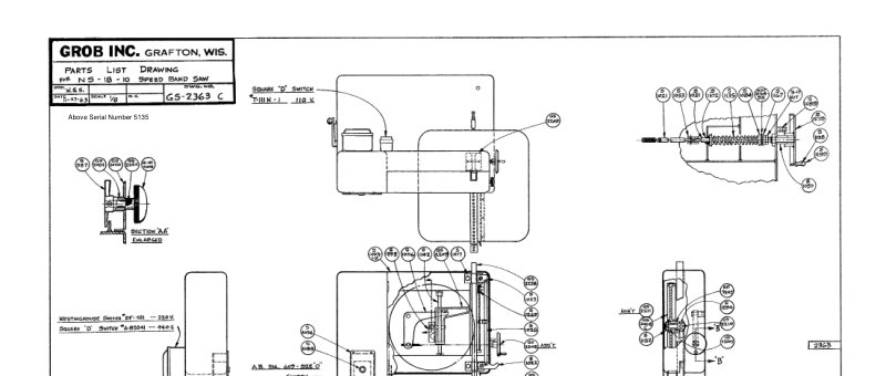 Speed Band Saw GS-2369-C Parts List