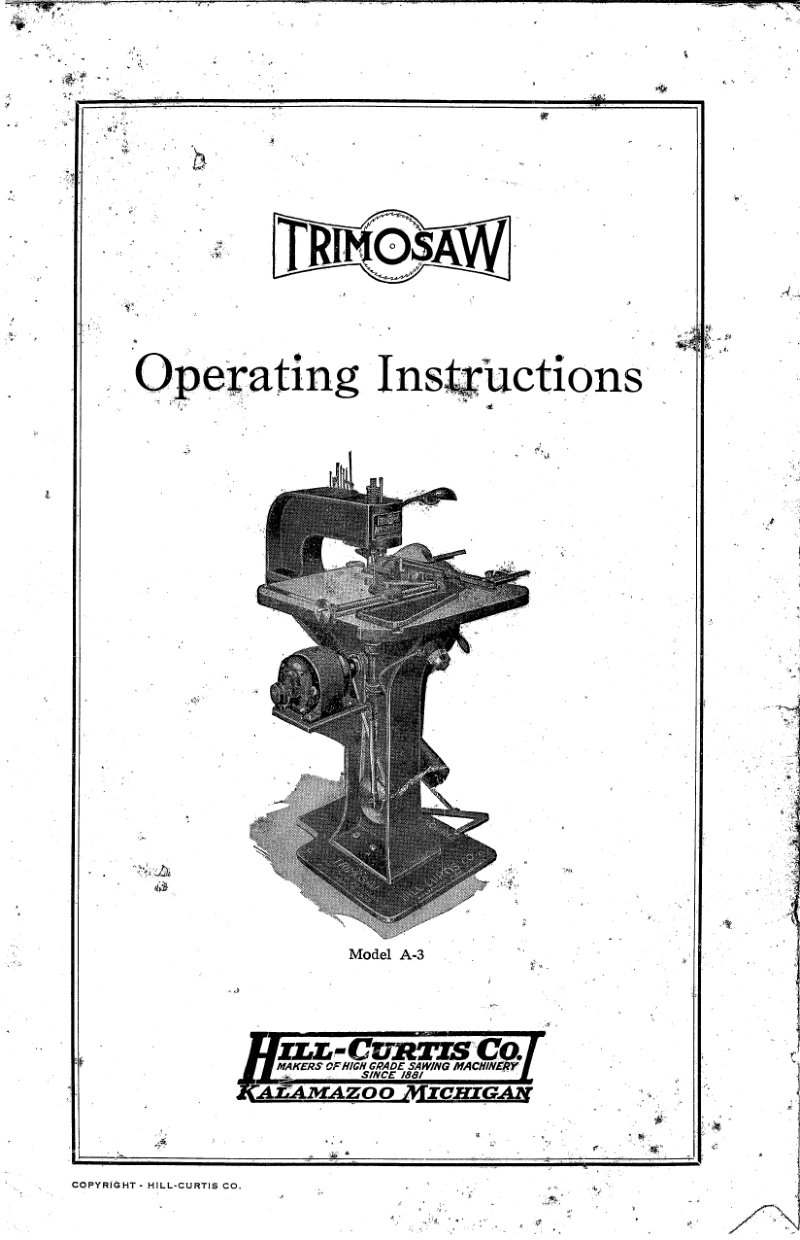 Trimosaw A-3 Operating Instructions