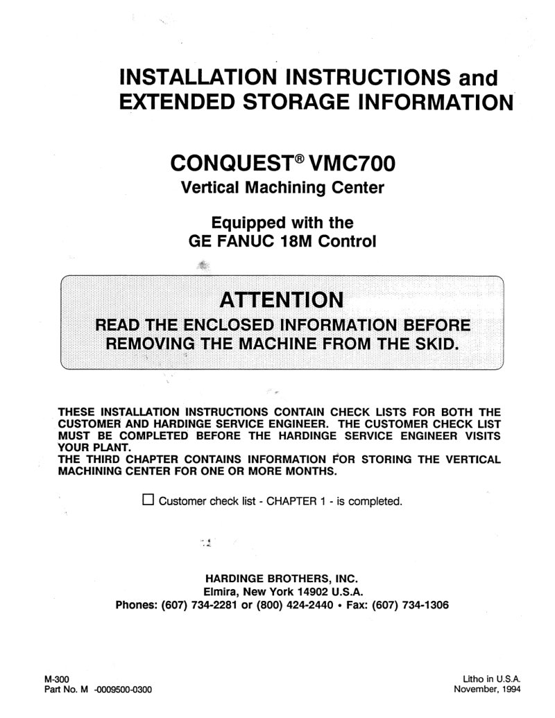 VMC700 Installation Instructions Manual