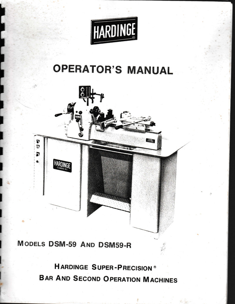 Hardinge DSM-59 DSM59-R Operator's Manual