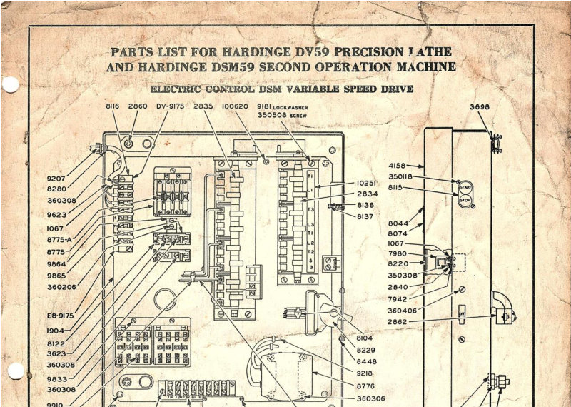 Hardinge DV59/DSM59 Parts List