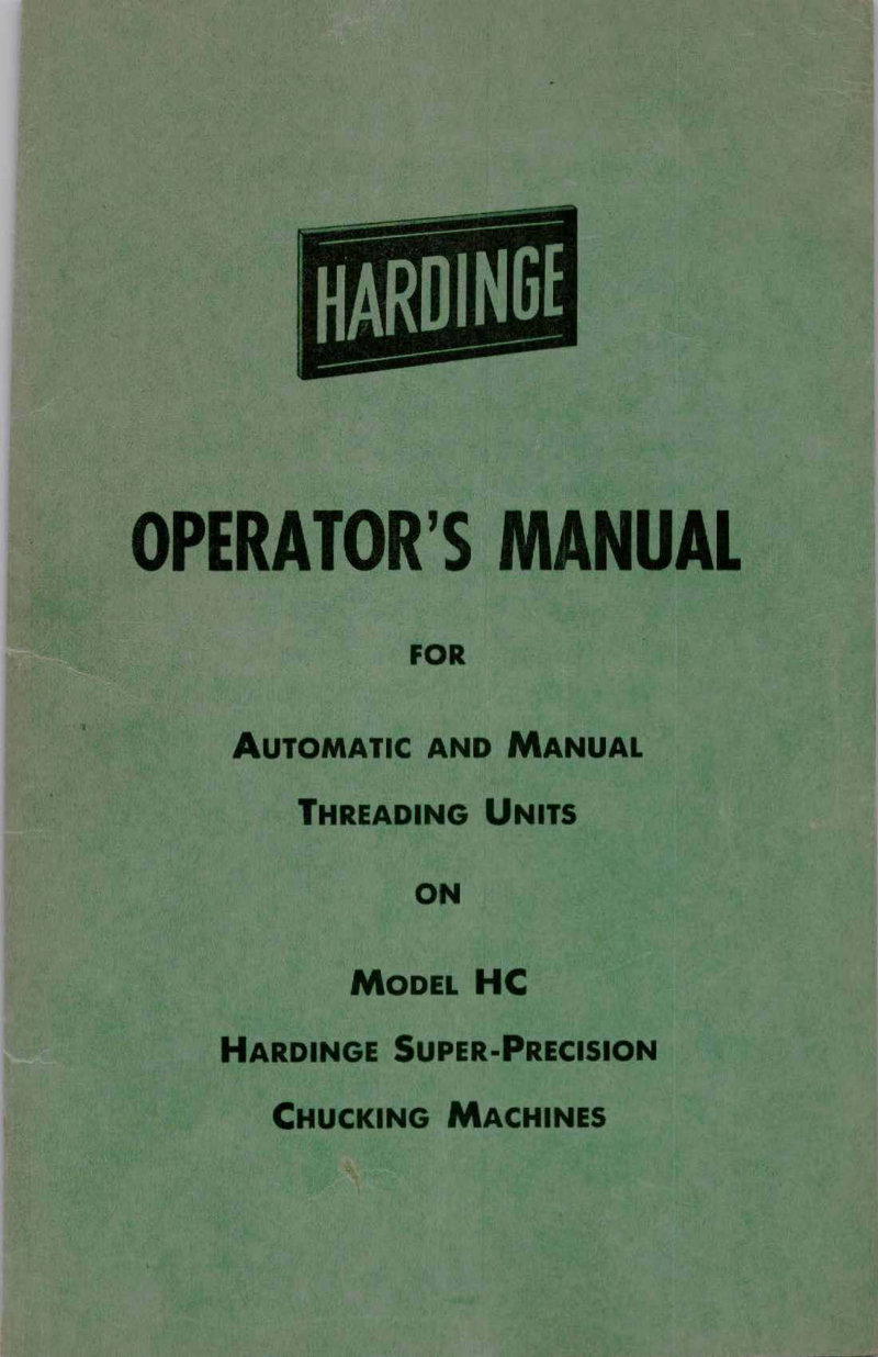 HC Threading Units Operator's Manual