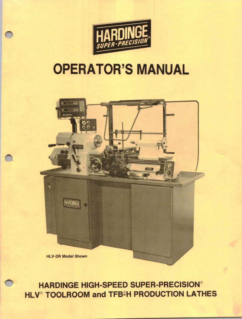 HLV and TFB-H Production Lathes Operator's Manual