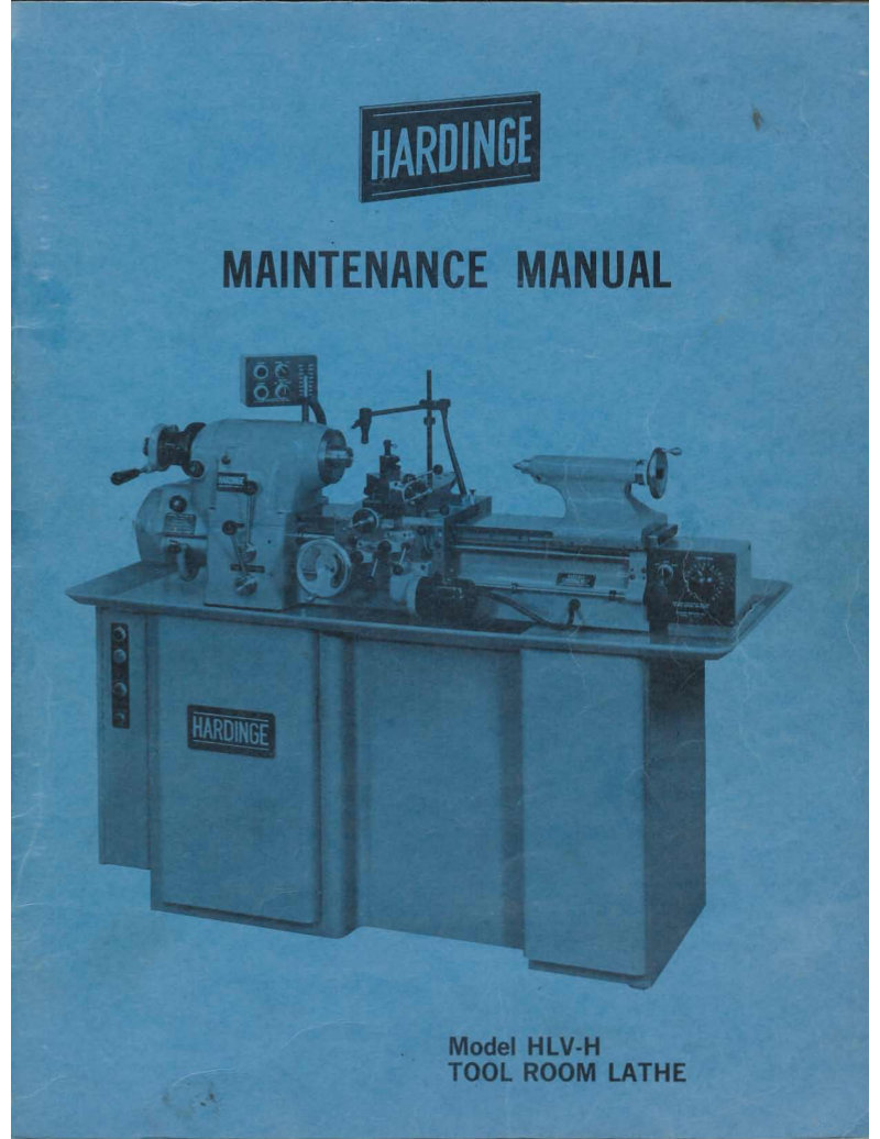 Hardinge HLV-H Tool Room Lathe Maintenance Manual