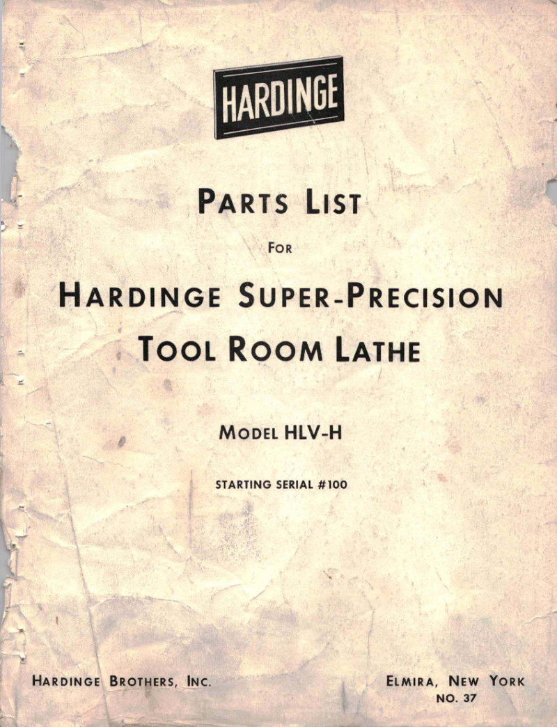 HLV-H Super-Precision Tool Room Lathe Parts List