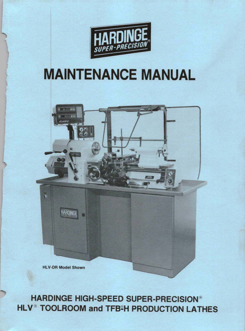 HLV and TFB-H Production Lathe Maintenance Manual