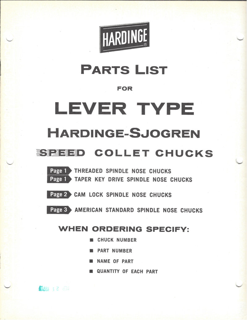 Lever Type Speed Collet Chucks Parts List