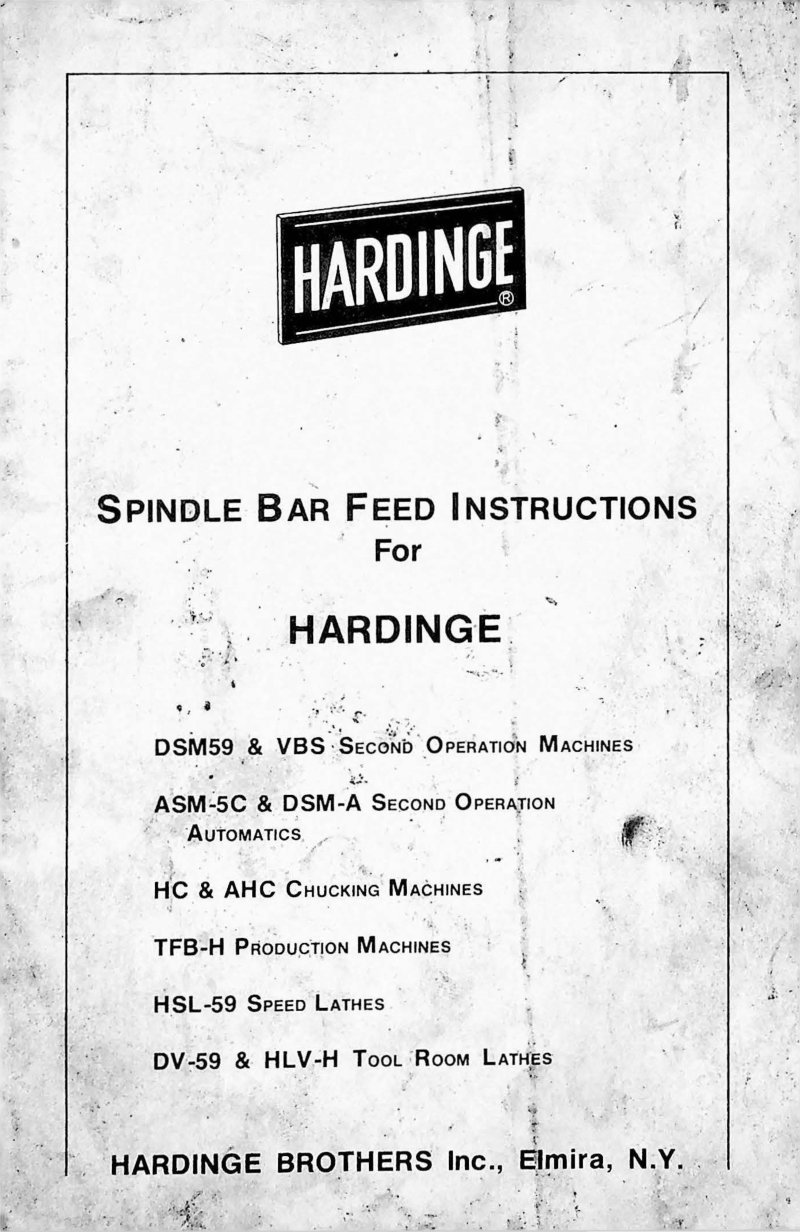 Spindle Bar Feed HF-1 Installation Manual