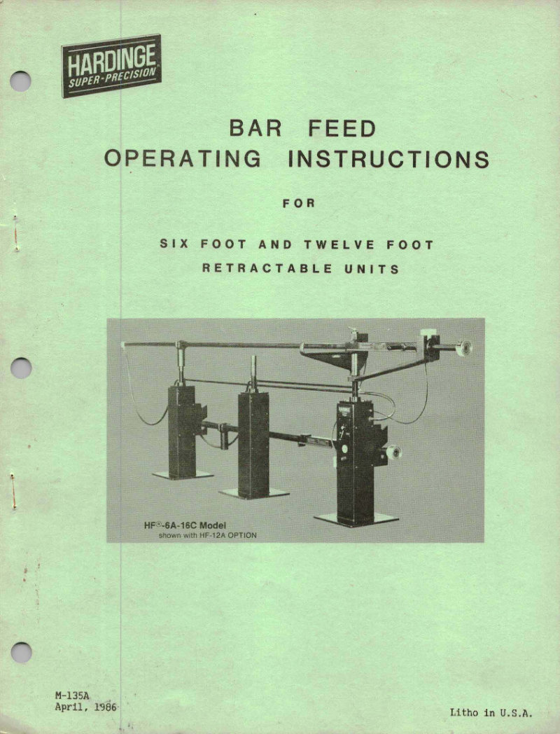 Bar Feed Operating Instructions M-135A