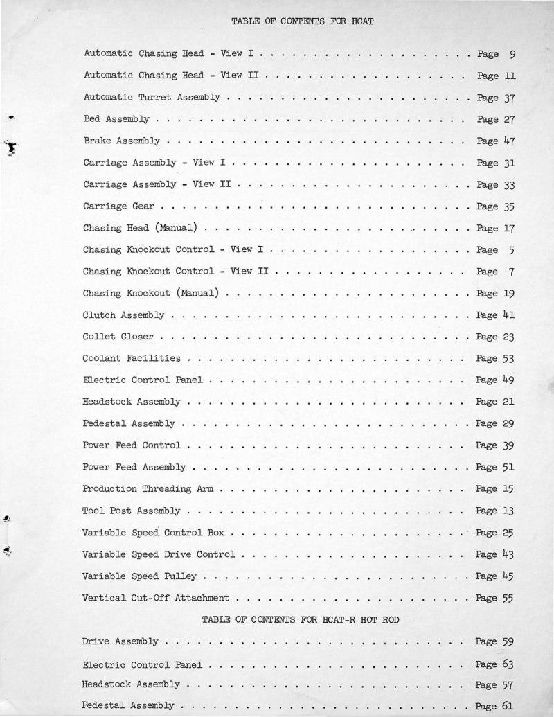 HCAT Chasing Knockout Control Parts List