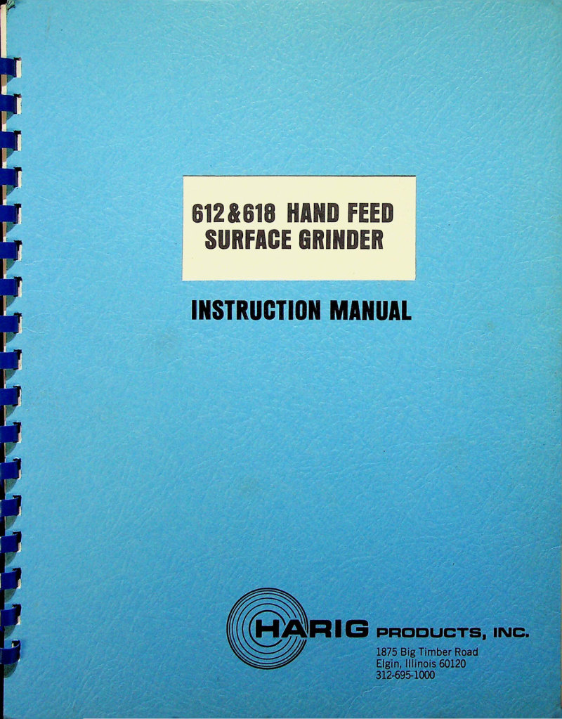 612 & 618 Hand Feed Surface Grinder Manual