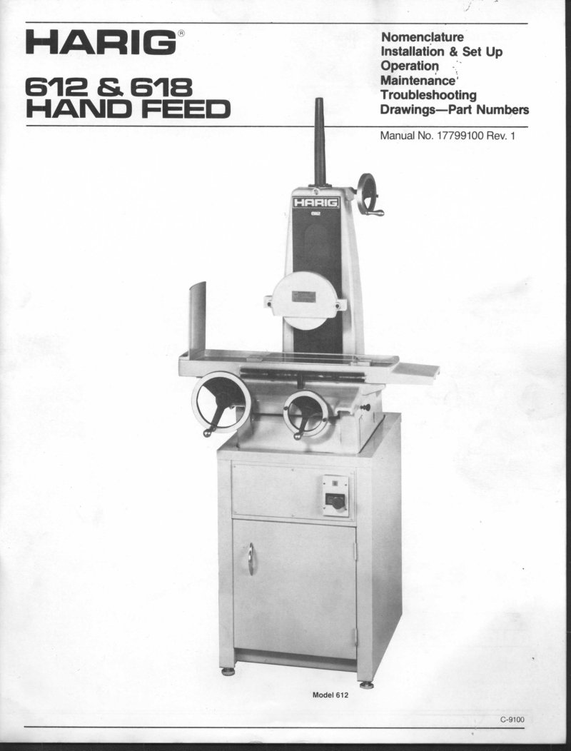 Harig 612 & 618 Hand Feed Service Manual