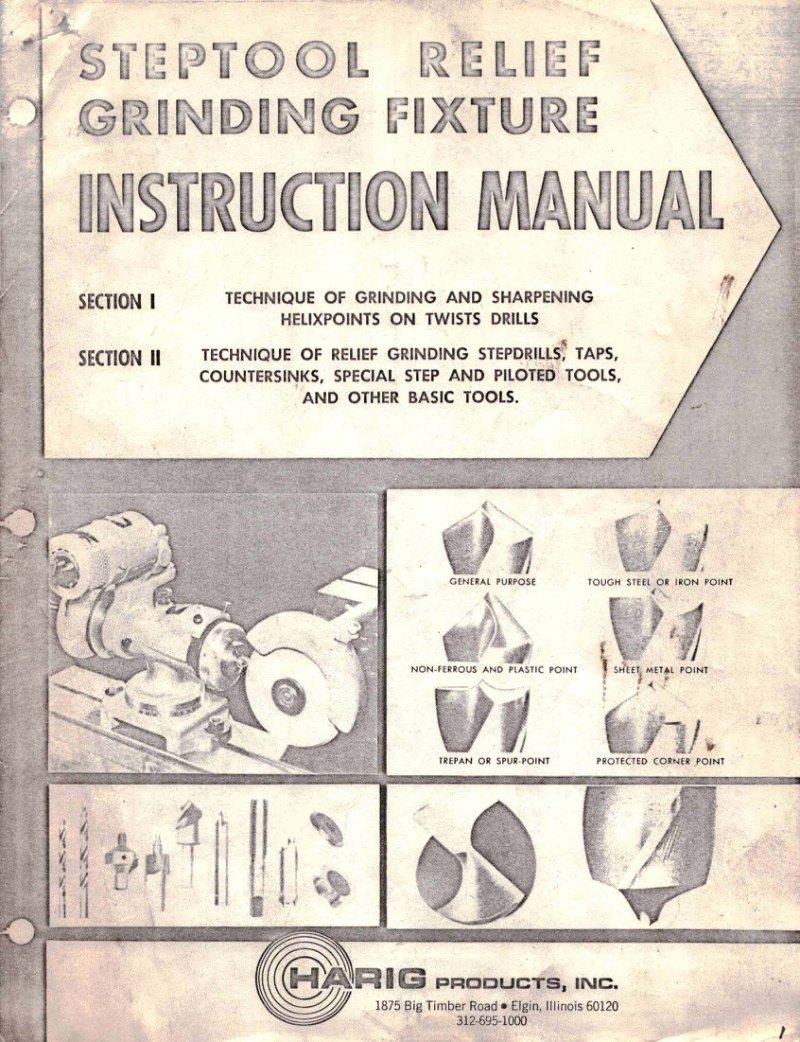 Steptool Relief Grinding Fixture Manual