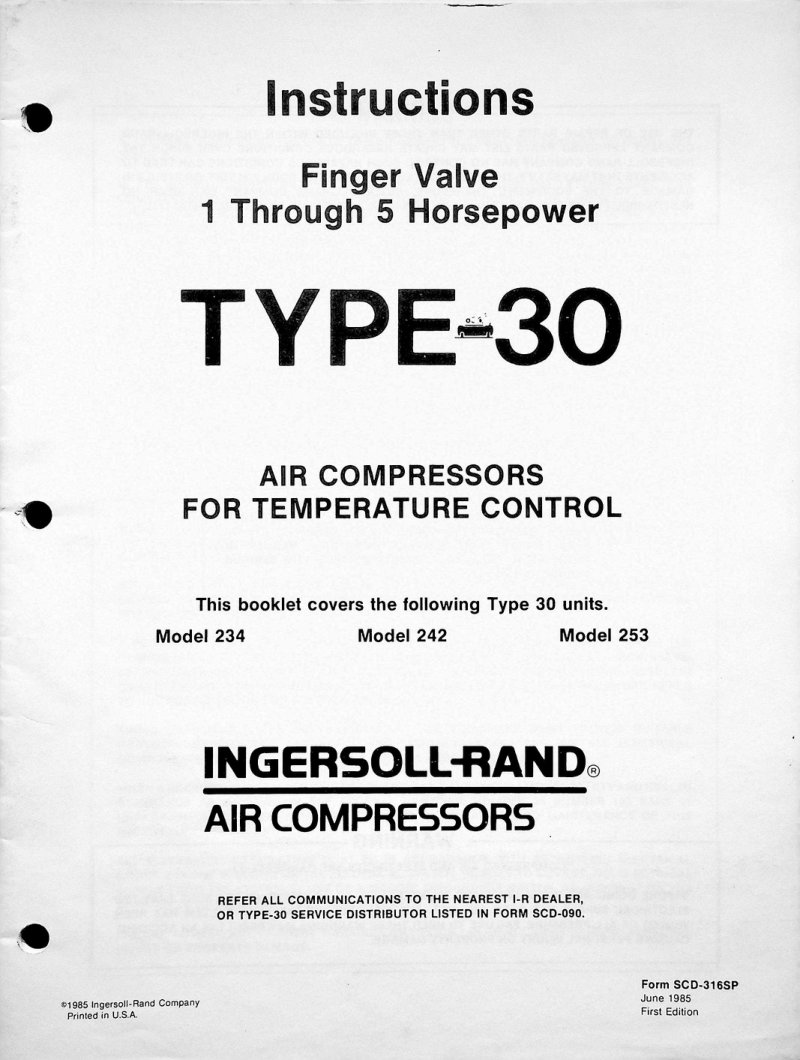 Type 30 Finger Valve Compressor Instructions