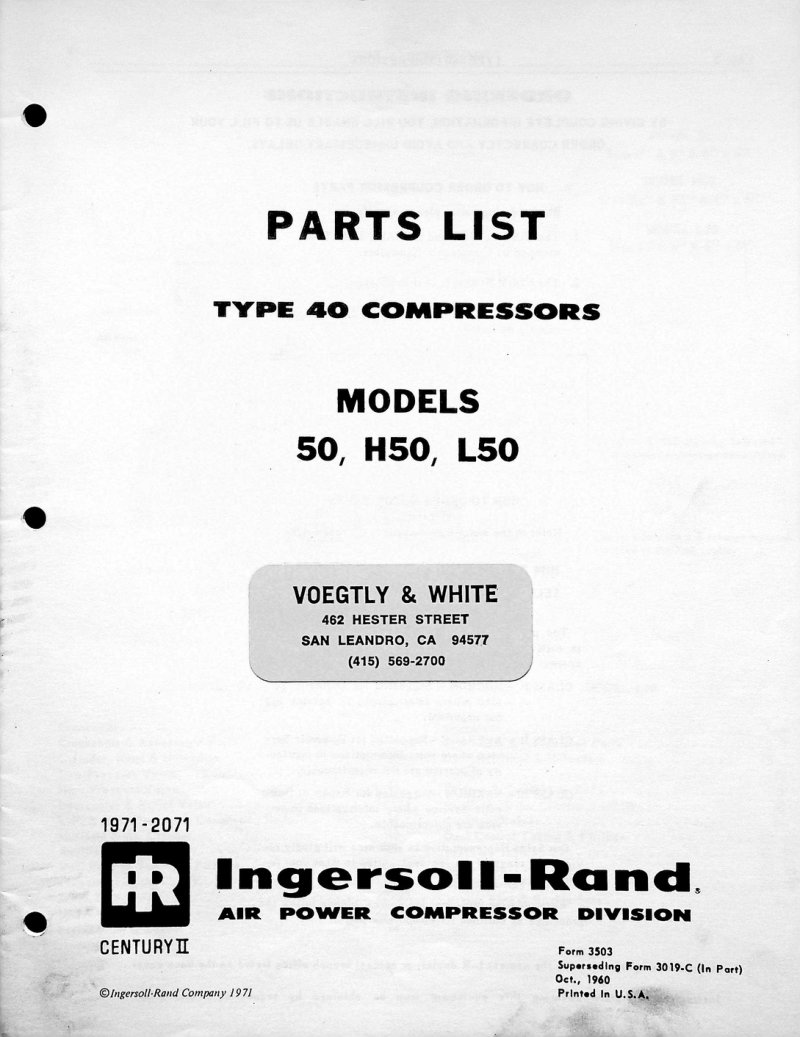 Type 40 Compressors Parts List