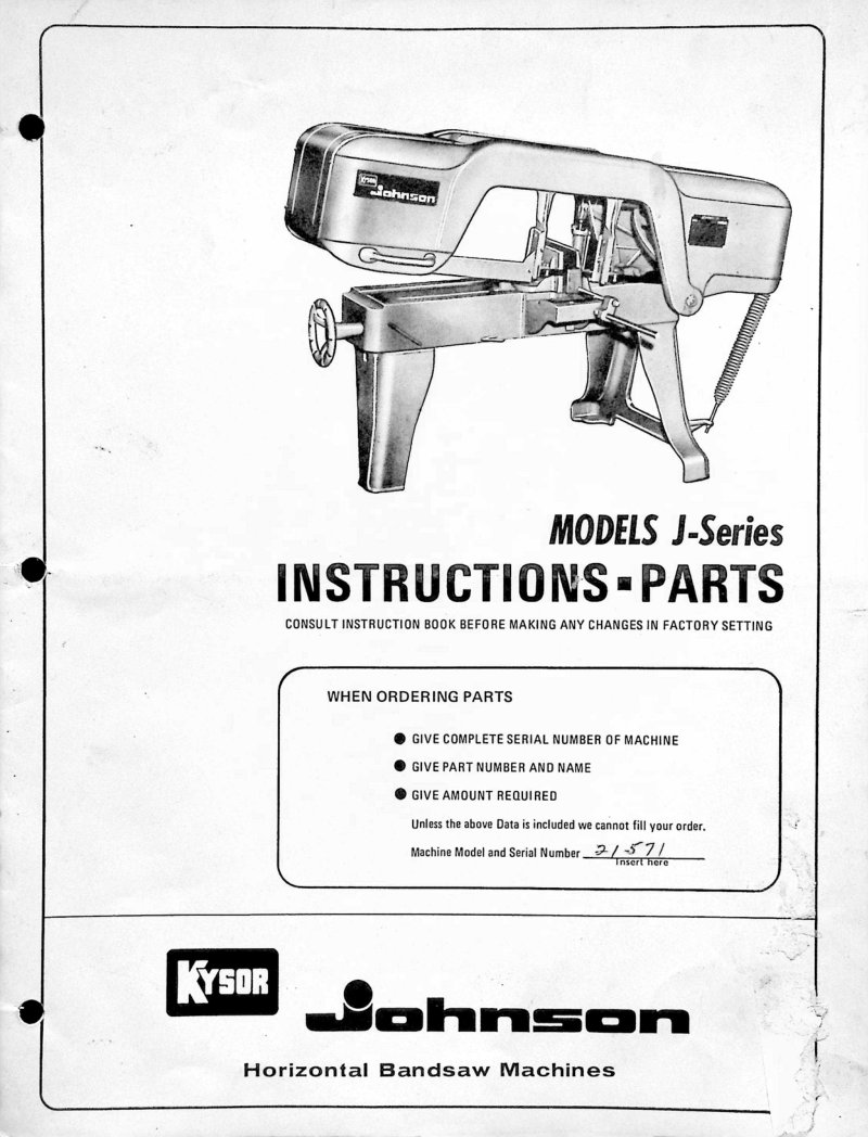 J-Series Horizontal Band Saw Service Manual