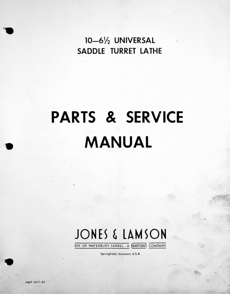 10-6.5 Universal Saddle Turret Lathe Service Manual