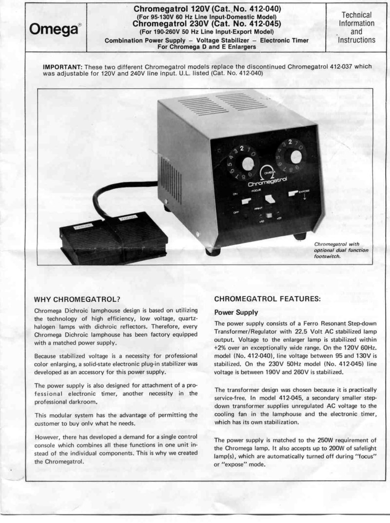 Chromegatrol 120V/230V Technical Information