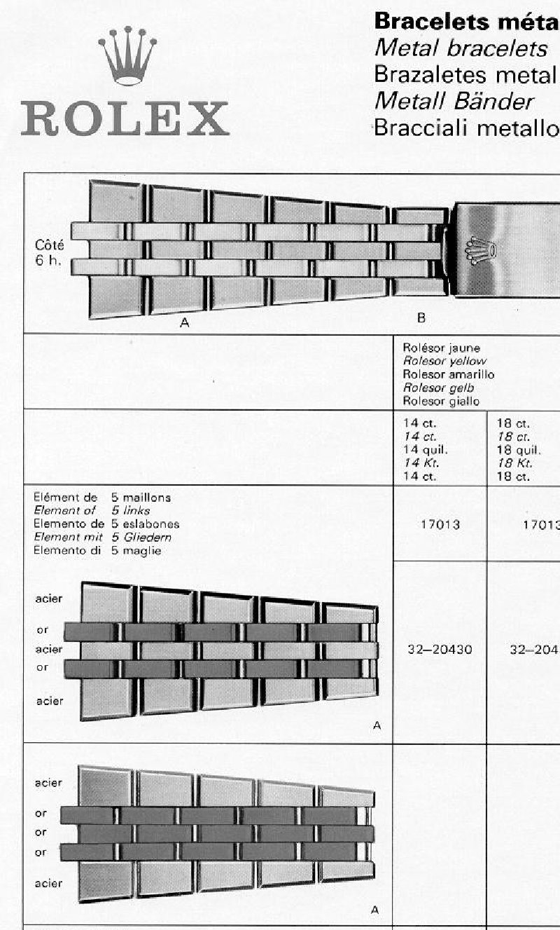 Rolex 17013 96673 Rolesor Metal Bracelets Parts List