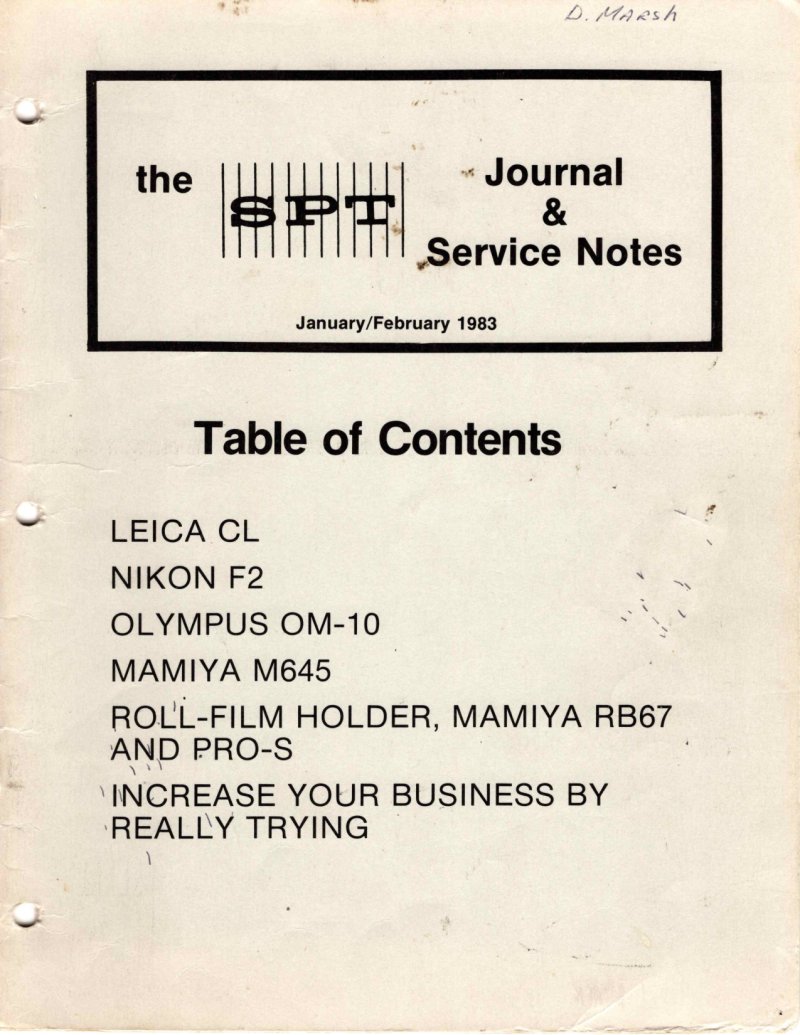 SPT Journal & Service Notes - January/February 1983