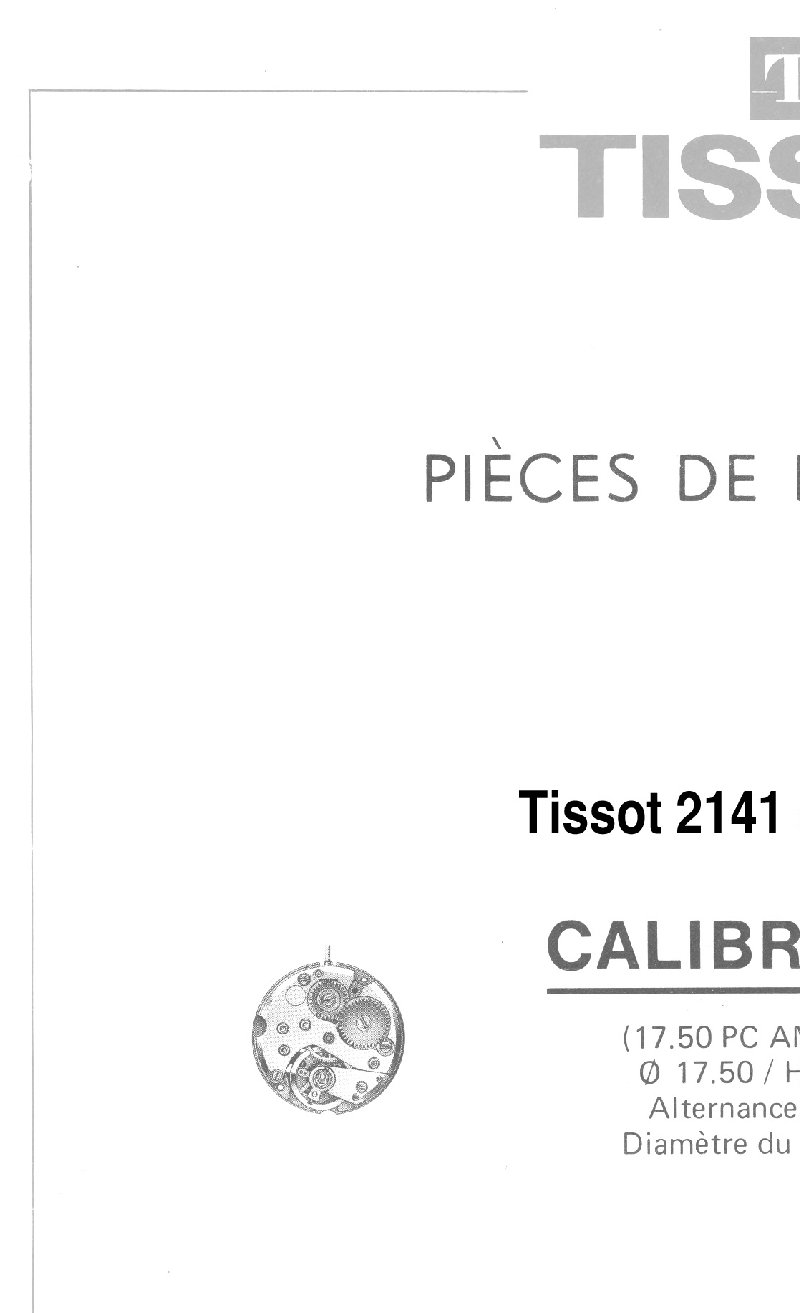 Tissot Caliber 2141 Spare Parts and References